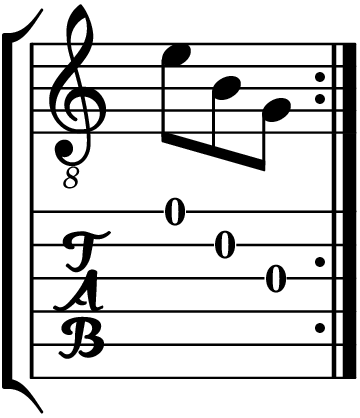 Music notation with guitar tablature